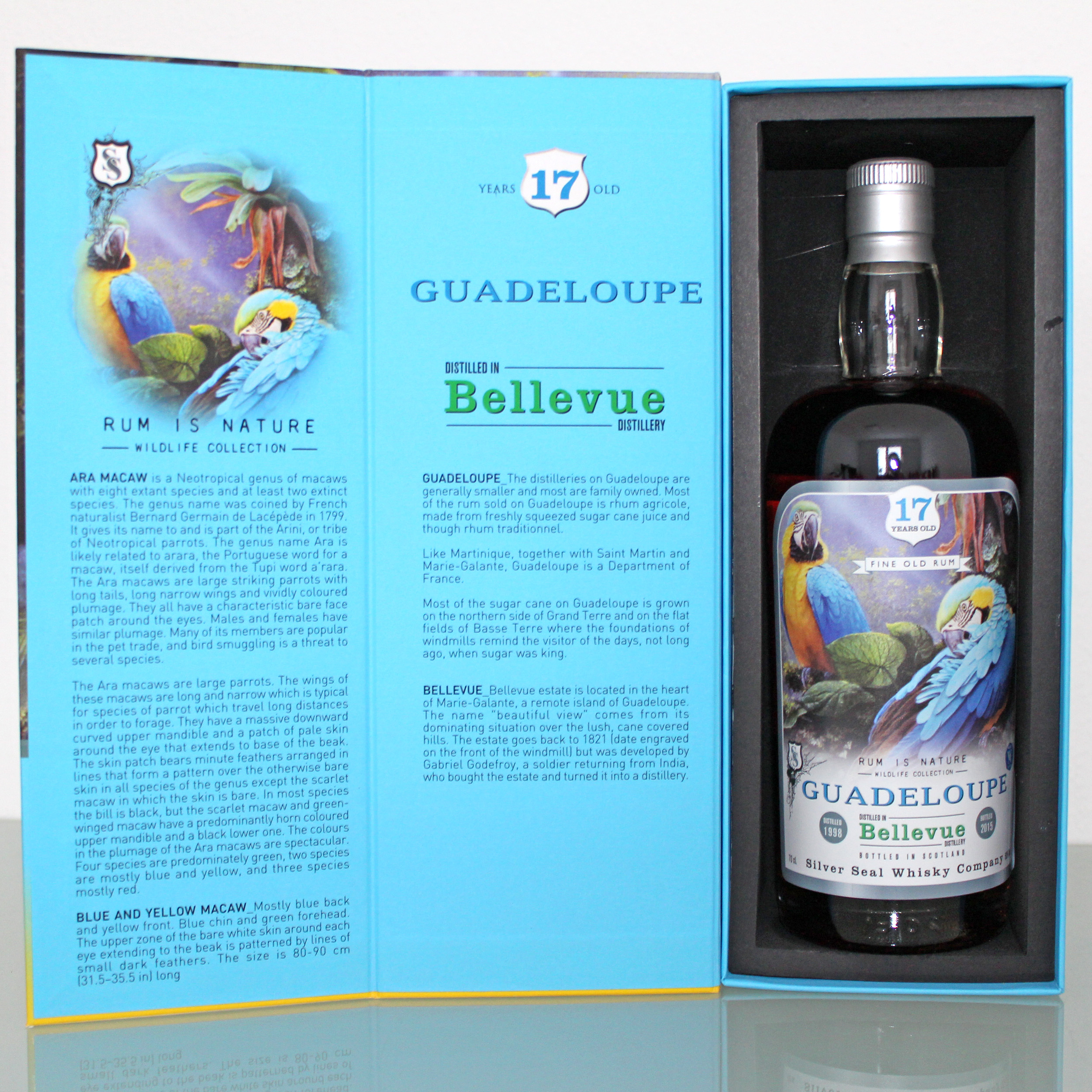 Bellevue Guadeloupe Rum Silver Seal 17 Years Old 1998 Wildlife Collection description
