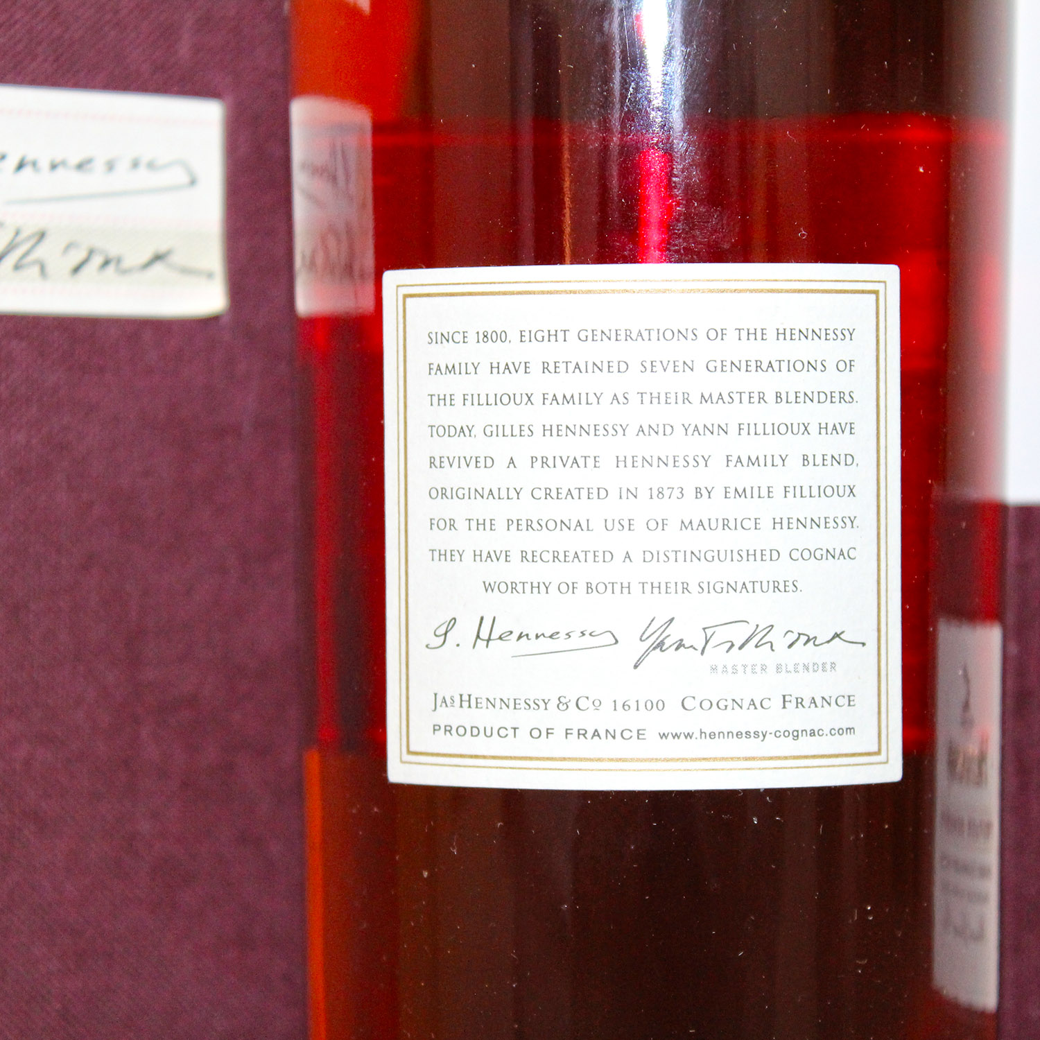 Hennessy Private Reserve 1873 label back