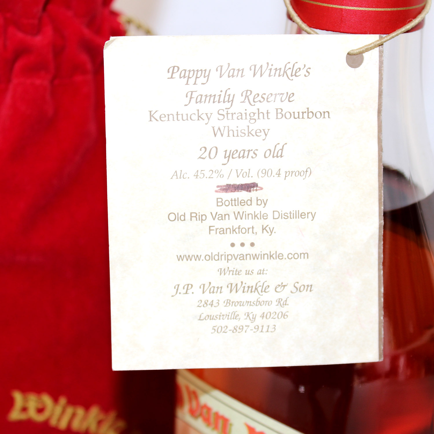 Pappy Van Winkles Family Reserve 20 Years Old Whiskey Booklet Back