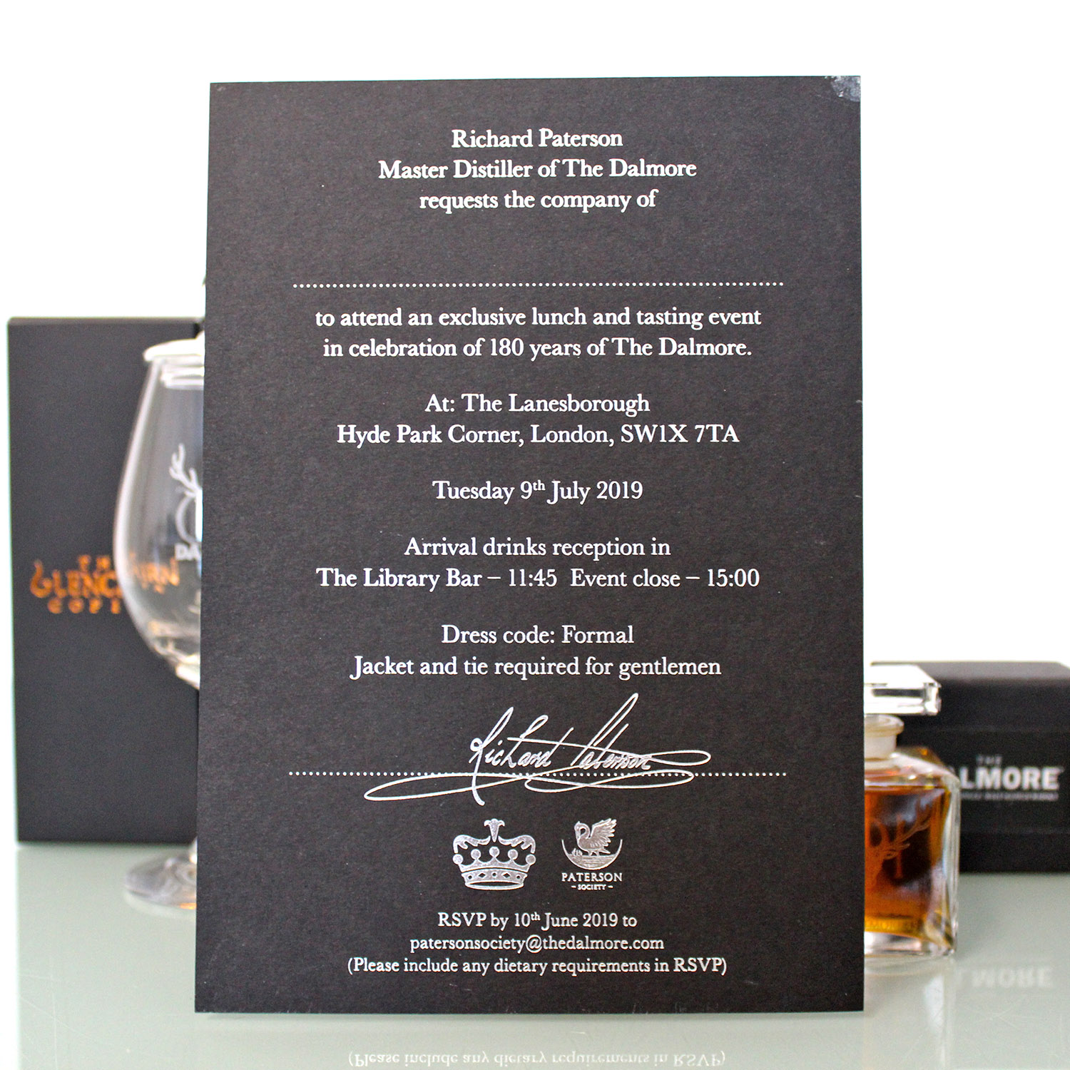 Dalmore 45 Year Old Whisky 180th Anniversary Miniature Certificate Back