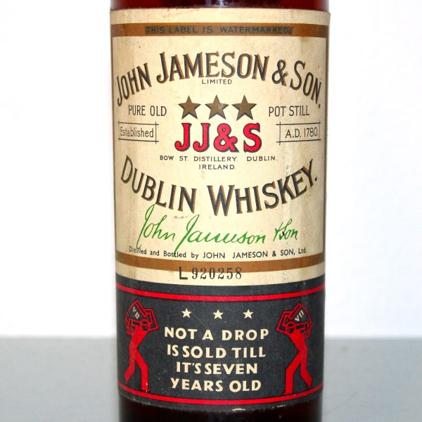 John Jameson 7 Years Old Bot 1940 Irish Whiskey Label