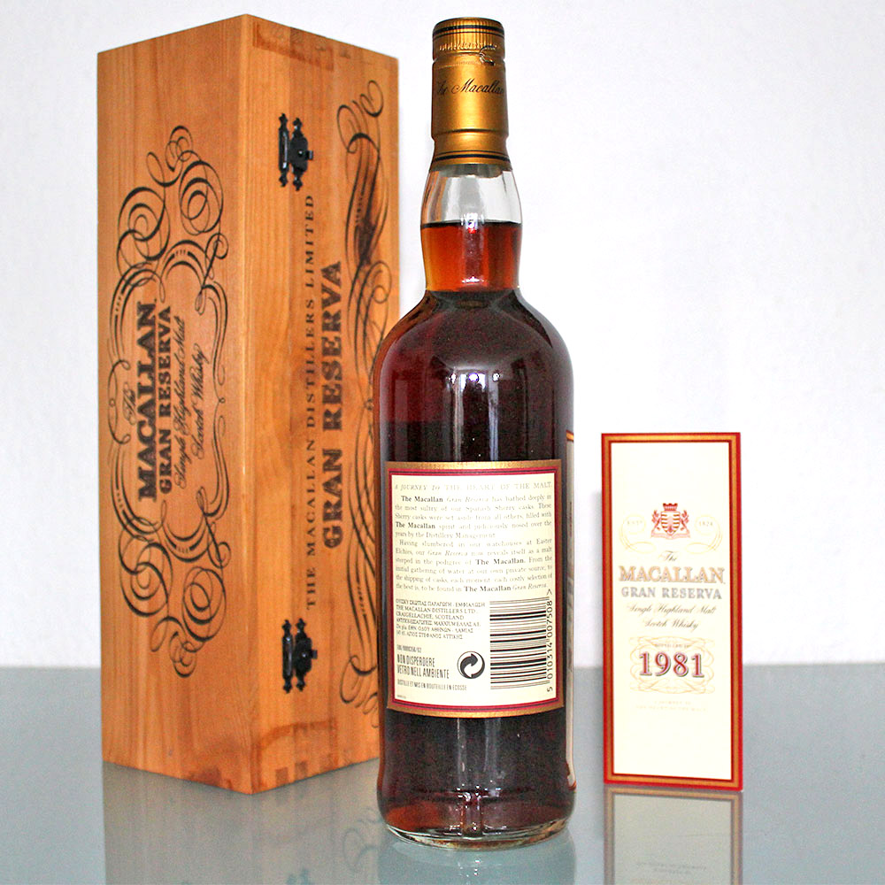 Macallan 1981 18 Years Gran Reserva Single Malt Scotch Whisky Back