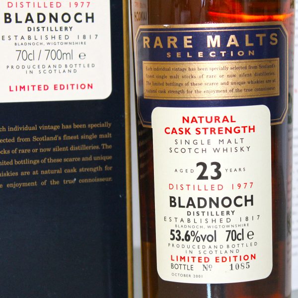 Bladnoch 1977 23 Years Old Rare Malts Front Label