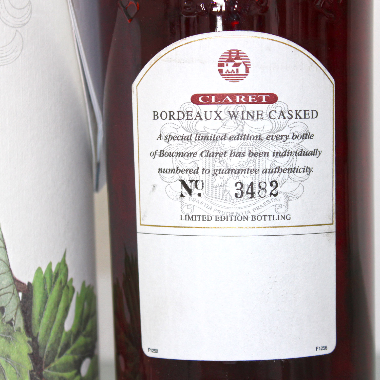 Bowmore Claret Bordeaux Wine Casked Scotch Whisky Label Back