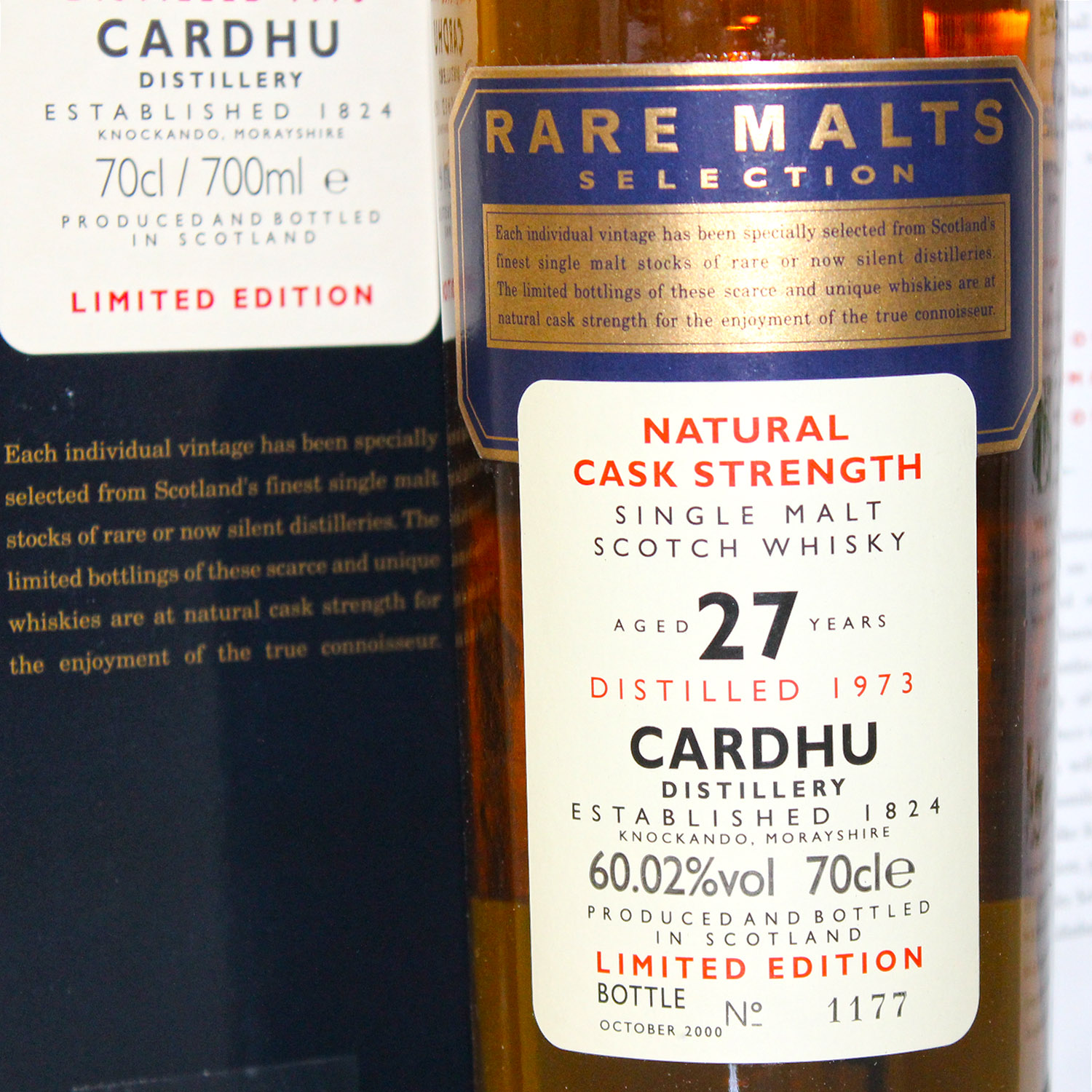 Cardhu 1973 27 Years Old Rare Malts Front Label