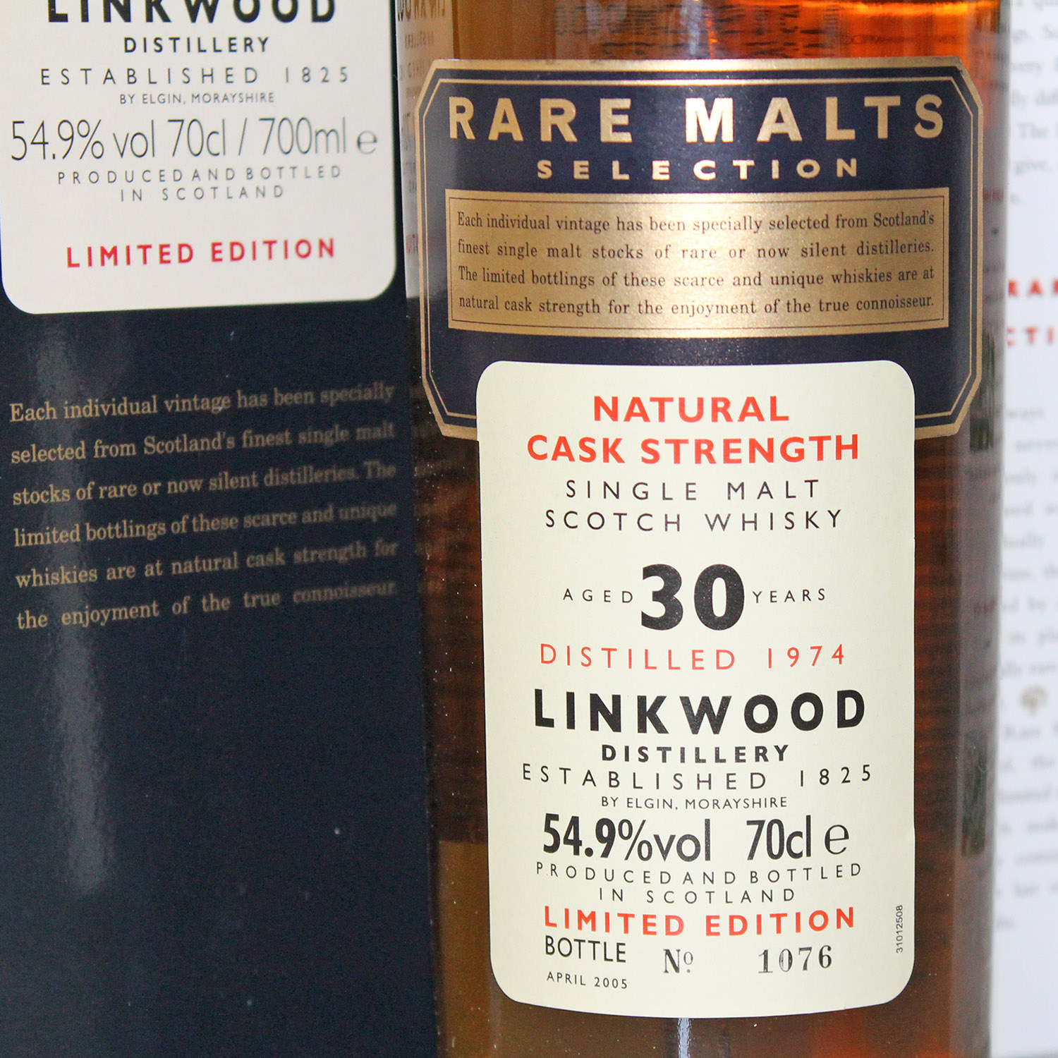 Linkwood 1974 30 Years Old Rare Malts Front Label
