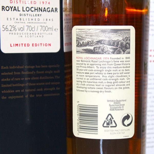 Royal Lochnagar 1974 30 Years Old Rare Malts Back Label
