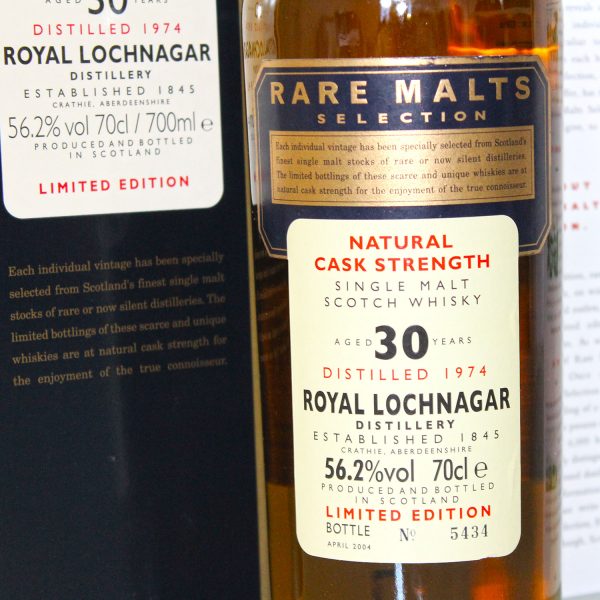 Royal Lochnagar 1974 30 Years Old Rare Malts Front Label