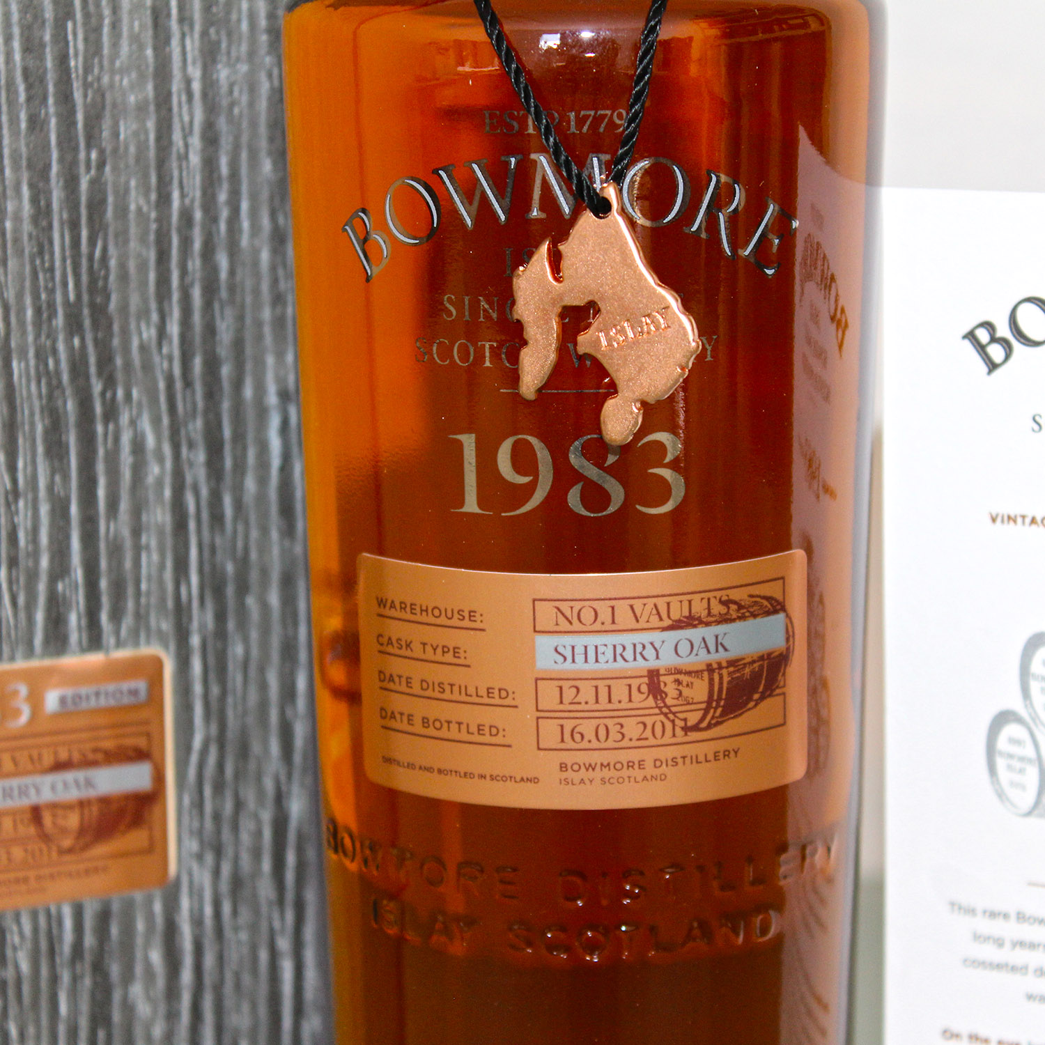 Bowmore 1983 27 Year Old Single Malt Scotch Whisky Label