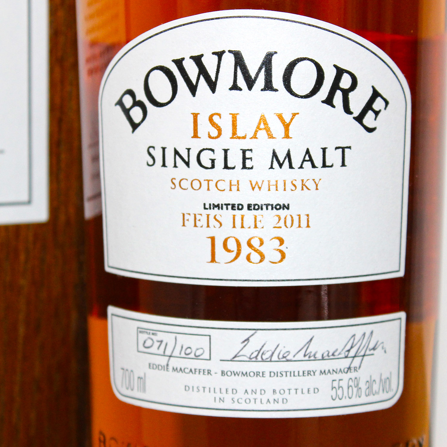 Bowmore 1983 Feis Ile 2011 Single Malt Scotch Whisky Label
