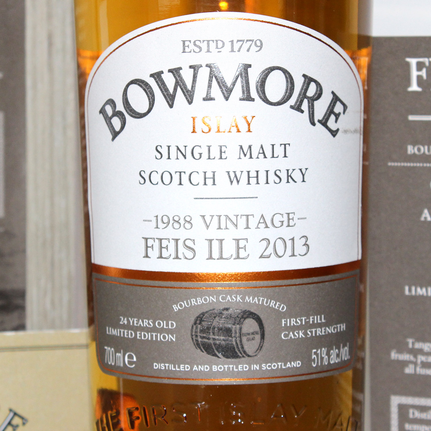 Bowmore 1988 24 Years Feis Ile 2013 Single Malt Scotch Whisky Label