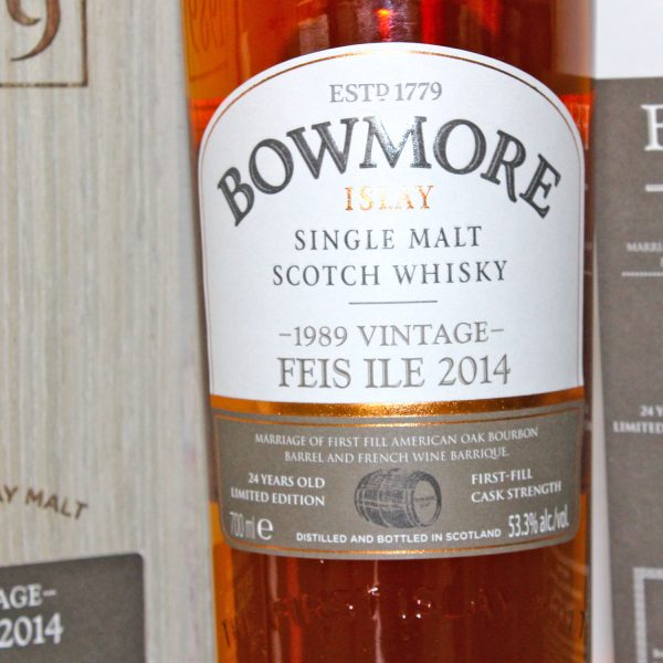 Bowmore 1989 24 Years Feis Ile 2014 Single Malt Scotch Whisky Label