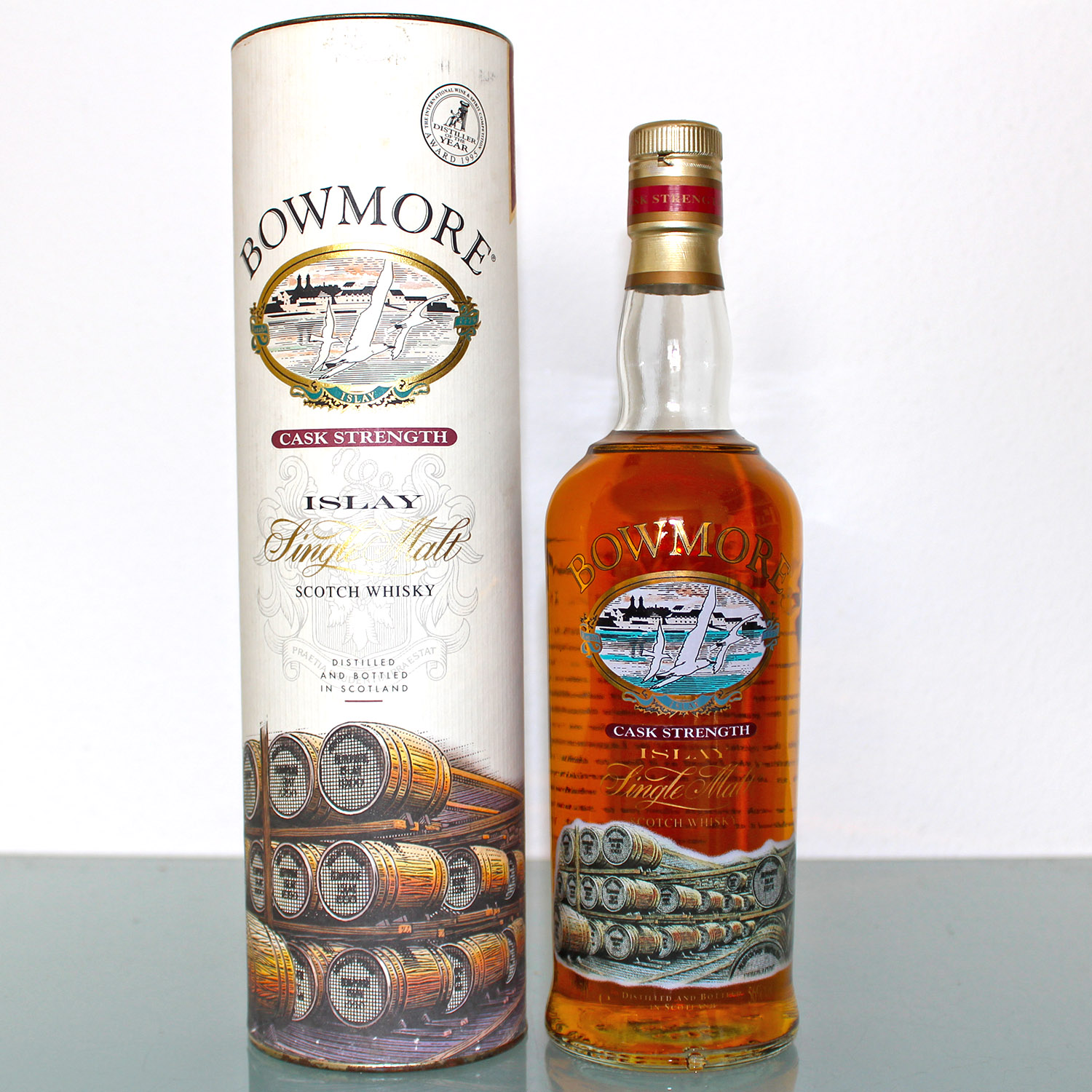 Bowmore Cask Strength Glass Printed Label Single Malt Scotch Whisky