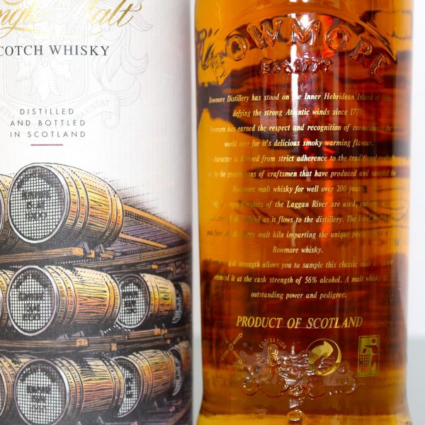 Bowmore Cask Strength Glass Printed Label Single Malt Scotch Whisky Label Back