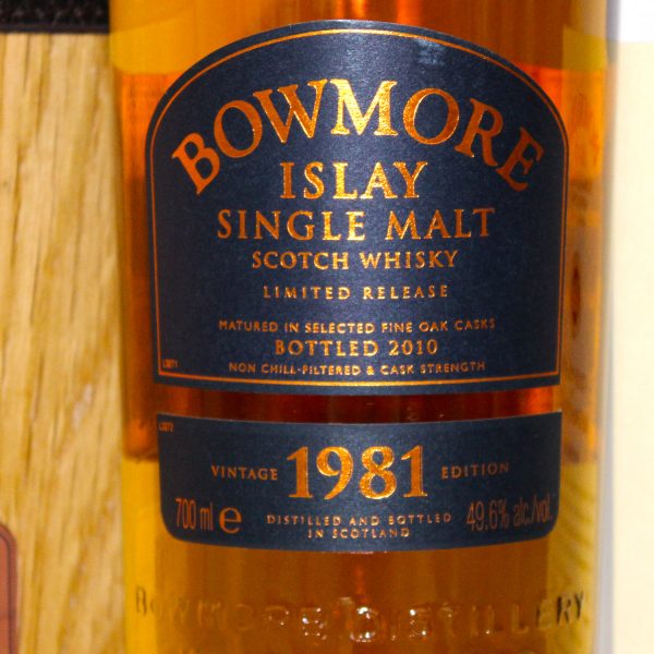 Bowmore 1981 28 Years Single Malt Scotch Whisky Label