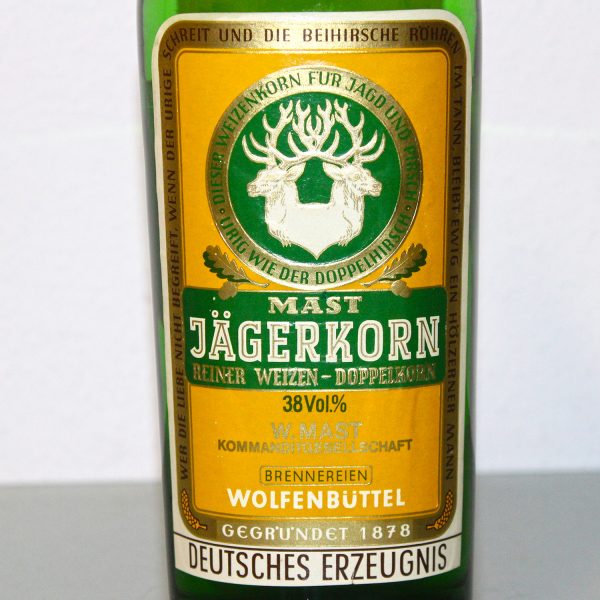 Jägermeister W. Mast Jägerkorn Reiner Weizen Doppelkorn Etikett
