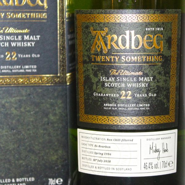 Ardbeg Twenty Something 22 Years Old Whisky Label
