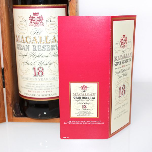Macallan 1980 Gran Reserva 18 Year Old Whisky tag back