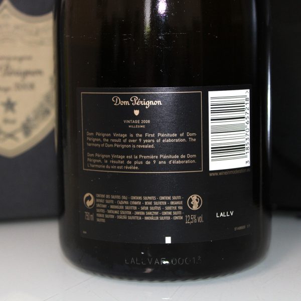 Dom Perignon Vintage 2008 back label