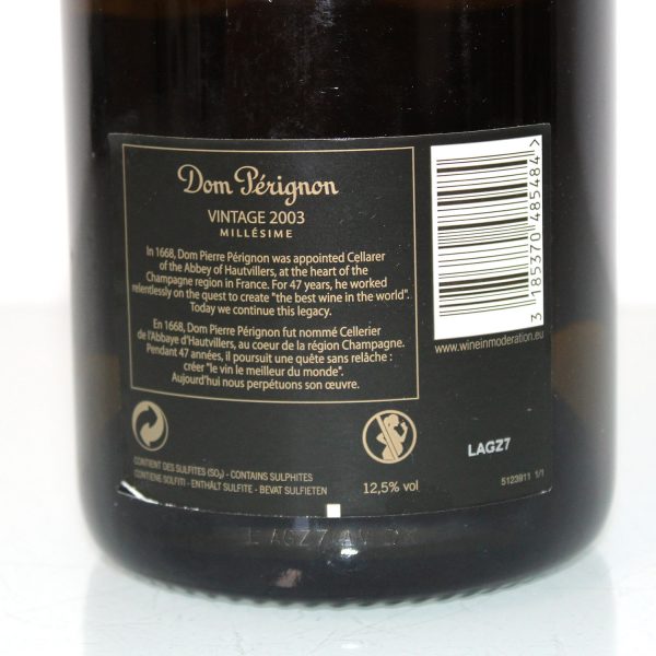 Dom Perignon Vintage 2003 back label