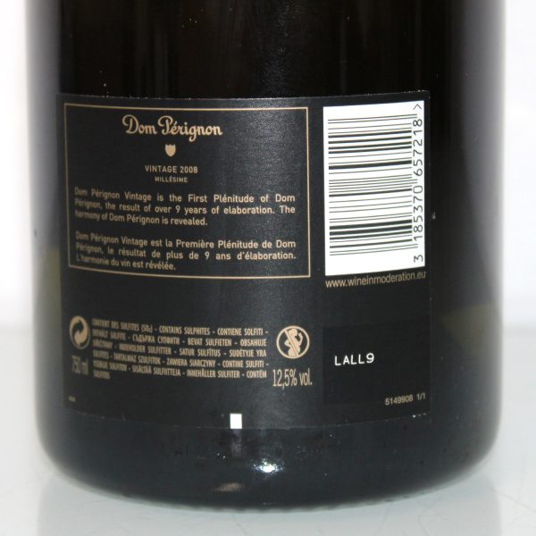 Dom Perignon Vintage 2008 back label