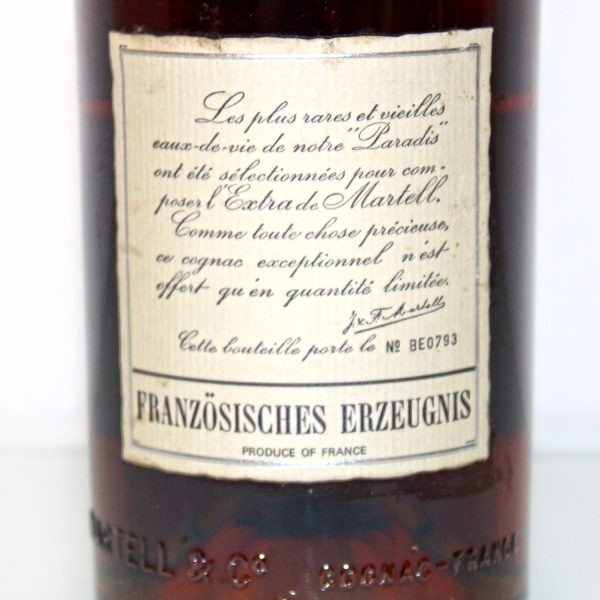 Martell Extra Cognac back label