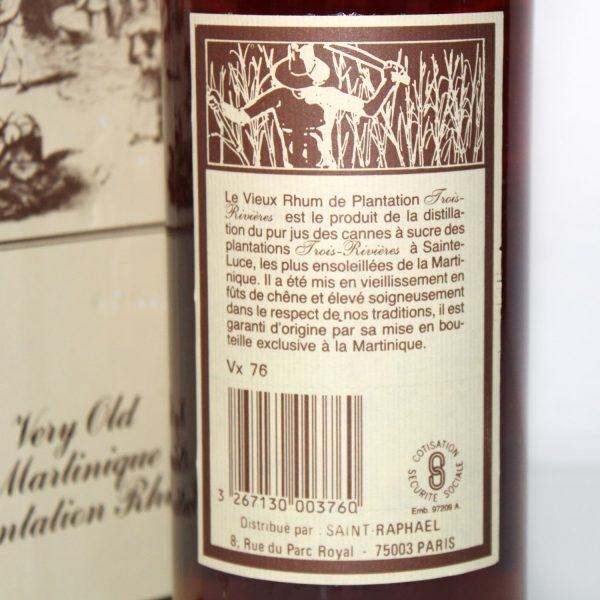 Trois Rivieres 1976 Rhum back label